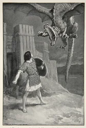 The dragon sank towards him, opening its terrible jaws, from 