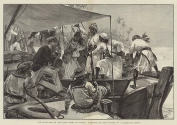 The Blockade on the East Coast of Africa, overhauling the Papers of a Suspicious Dhow