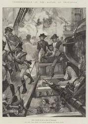 Commemoration of the Battle of Trafalgar, HMS Victory on 21 October 1805, at Trafalgar