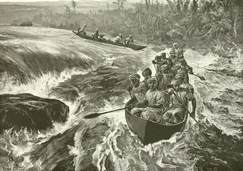 Stanley Shooting the Rapids of the Congo