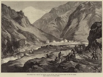 The Afghan War, Pass of Ali Musjid, in the Khyber, with Advanced Guard of the 14th Sikhs