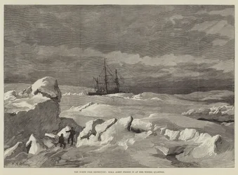 The North Pole Expedition, HMS Alert frozen in at her Winter Quarters