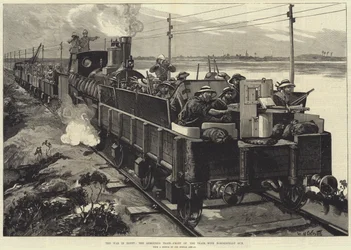 The War in Egypt, the Armoured Train, Front of the Train, with Nordenfeldt Gun