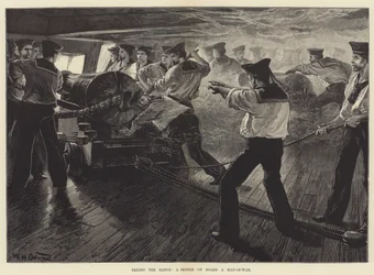 Trying the Range, a Sketch on Board a Man-of-War
