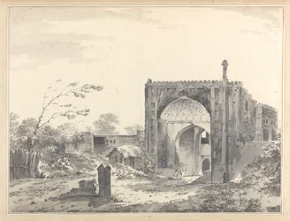 A View of the Gate of the Caravanserai at Raje Mahel [Rajmahal]