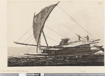 A large sailing canoe of the Friendly Islands