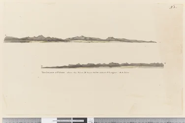 Profile of the Island of St. Jago, Cape Verde Island. Titled The Island of St Jago Where the Point D Bears WSW Distant 3 Leagues