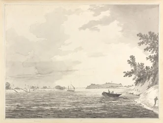 View of a Military Encampment with Chunargarh in the Distance