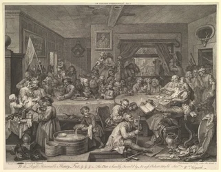 An Election Entertainment, Plate I: Four Prints of an Election, February 1755