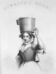 Depiction by J. Moore as engraving of the Milk Maid from Hogarth
