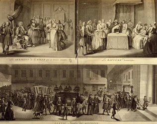 Judgment of young pregnant woman, baptism and funeral