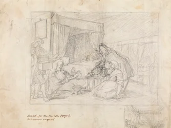 Operation Scene in a Hospital with Subsidiary Sketches in the Margin at the Lower Right