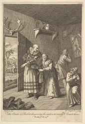 The Curate and the Barber Disguising Themselves to convey Don Quixote Home Six I..., 1756 or after