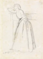 A Girl Leaning on a Mantelpiece