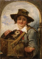 Italian boy with a guinea pig