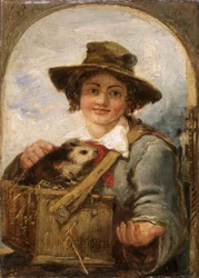 Italian boy with a guinea pig