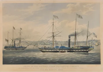 Ships of the General Steam Navigation Company. The Caledonia of 800 Tons, Leaving Hamburg - The Neptune of 800 Tons, Entering the Elbe on Her Passage to Hamburg, with Her Majesty