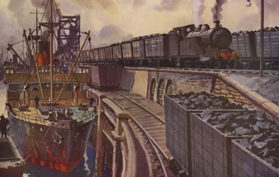 A Coal Train Hauled by a 4-4-2 Tank Engine