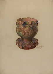 Pa. German Flower Pot and Tray, c. 1936