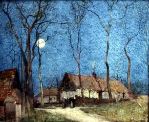 Figures in a Moonlit Village