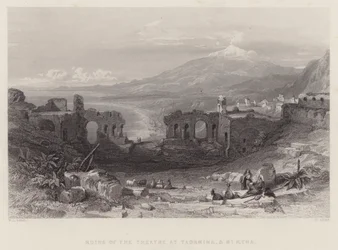 Ruins of the Theatre at Taormina, and Mount Aetna