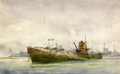A surrendered and beached submarine, Portsmouth