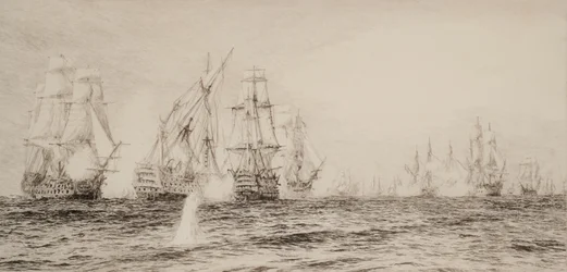 Ships, Four-Masted, Engaged in Battle
