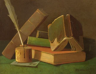 Still life with books and ink well