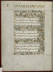 The Rubaiyat of Omar Khayyam, Verses 4 - 6. Calligraphically Written and Decorated by William Morris, with Borders of Foliage and Flowers
