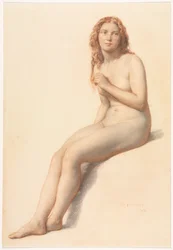 Female Nude, Seated, Three Quarter View from Front