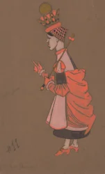 Red Queen (costume design for Alice-in-Wonderland, 1915)