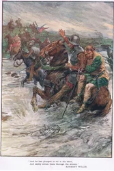 And safely swam them through the stream