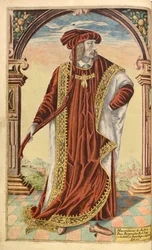 Emperor Maximillian I, from Honor Military, and Civill, William Segar, pub. Robert Barker, London, 1602