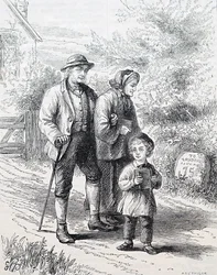 An elderly couple and their grandchild