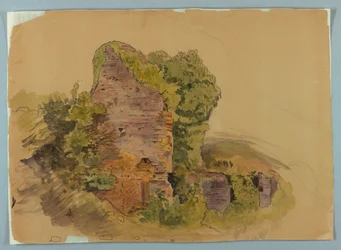 Tower Base, Sketch of Ruins in Forest