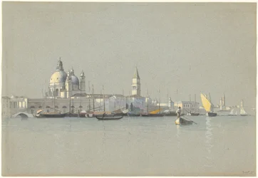 View across the Giudecca Canal toward the Salute and the Campanile of San Marco