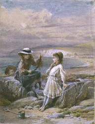Two Girls and a Boy with Seaweed