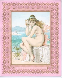 Bathing Beauty at a Beach Holding a Shell to Her Ear, c.1881