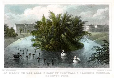 Island on the Lake and Part of Cornwall and Clarence Terraces, Regents Park, London