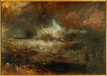 Stormy Sea with Blazing Wreck