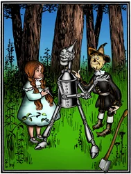 The Wizard of Oz - Illustration by William Wallace Denslow - Dorothy Assisted by the Scarecrow