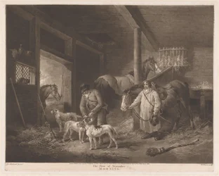 Hunters Preparing Their Animals