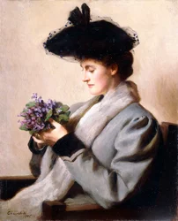 The Nosegay of Violets - Portrait of a Woman