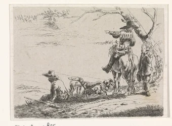 Three Hunters with Dogs