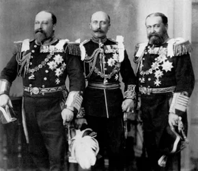 The Prince of Wales and his brothers at the wedding of the Duke of York, 6th July 1893