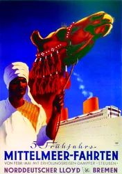 5 Spring Mediterranean Cruises, poster advertising the Bremen North German Lloyd Line