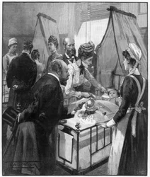 The Prince and Princess of Wales visiting the Eveline hospital for sick children, 1890