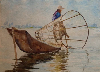 Leg rower, Inle Lake