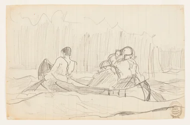 Canoe with Three Men