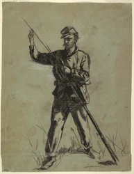 Cavalry Soldier Loading a Rifle, 1863-64